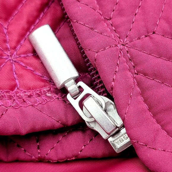 Quilted Diamond Pattern Sleeveless Vest With Full Zip Closure In Raspberry Pink - Picture 10 of 13